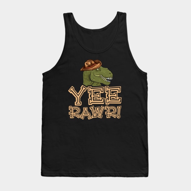 Yee Rawr Dinosaur Cowboy Tank Top by thingsandthings